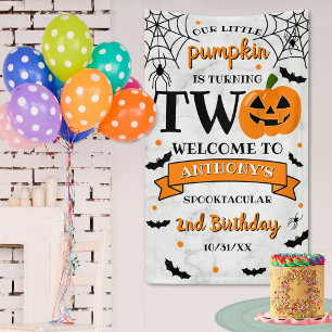 Little Pumpkin Turning Two Halloween 2. Geburtstag Banner