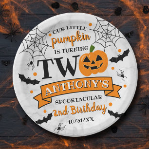 Little Pumpkin Turning Two Halloween 2. Geburtstag Pappteller