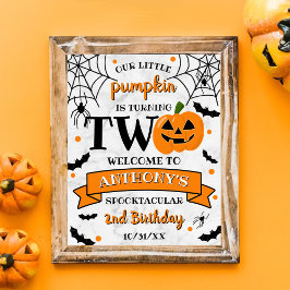 Little Pumpkin Turning Two Halloween 2. Geburtstag Poster