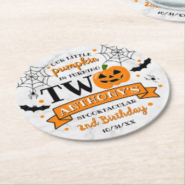 Little Pumpkin Turning Two Halloween 2. Geburtstag Runder Pappuntersetzer