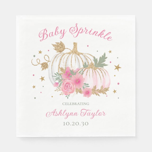 Little Pumpkin Twin Girl Baby Sprinkle Serviette (Vorderseite)