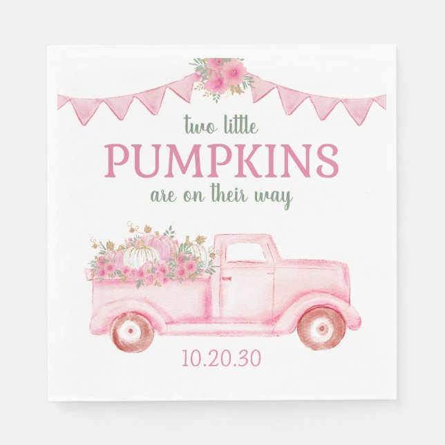 Little Pumpkin Twin Girl Babydusche Napkins Serviette (Vorderseite)