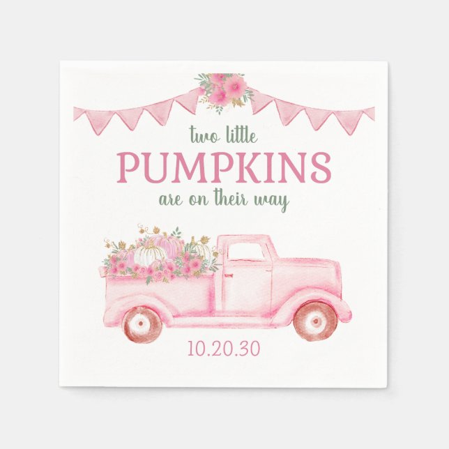 Little Pumpkin Twin Girl Babydusche Napkins Serviette (Vorderseite)