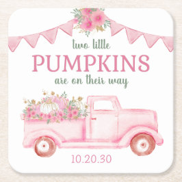 Little Pumpkin Twin Girl Babydusche Rechteckiger Pappuntersetzer