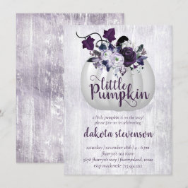Little Pumpkin | Violet Lila Rustikale Babydusche Einladung