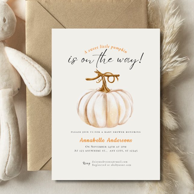 Little Pumpkin Wasserfarbe Neutrale Babydusche Einladung (Von Creator hochgeladen)