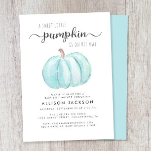 Little Pumpkin Watercolor Baby Boy Dusche Einladung