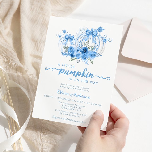 Little Pumpkin Watercolor Fall Babydusche Einladung (Von Creator hochgeladen)