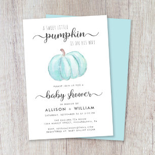Little Pumpkin Watercolor Paare Baby Boy Dusche Einladung