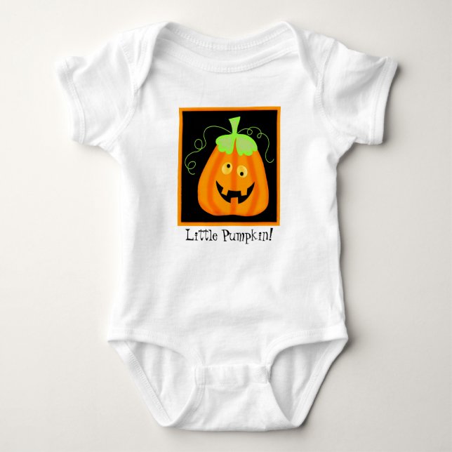 "Little Pumpkin" Whimsy Halloween Pumpkin Custom Baby Strampler (Vorderseite)