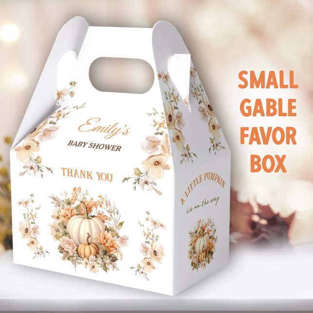 Little Pumpkin White Pastel Baby Duschkabine Geschenkschachtel (Little Pumpkin Small Gable Favor Boxes - You can choose from 3 sizes of these gable favor boxes)