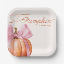 Little Pumpkin with Pink Bow - Babydusche Pappteller