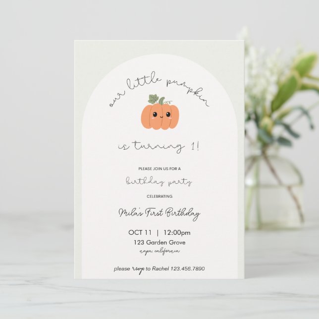 Little Pumpkins erste Einladung zum Geburtstag (Stehend Vorderseite)