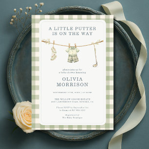 Little Putter Golf Kleiderleine Gingham Babyparty- Einladung