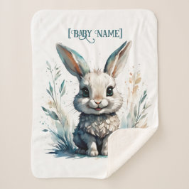 Little Rabbit Blue Personalisiert Sherpadecke