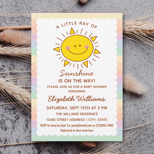 Little Rainbow Sunshine Gender Neutral Baby Dusche Einladung (Von Creator hochgeladen)