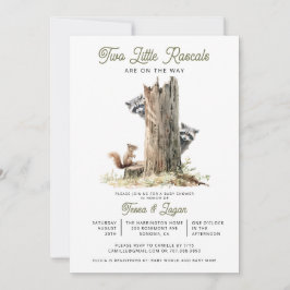 Little Rascals Raccoons Twins Baby Dusche Einladung