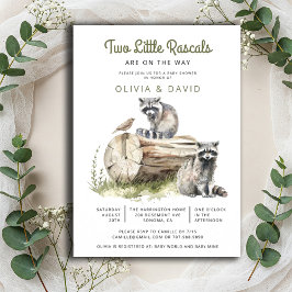 Little Rascals Raccoons Twins Baby Dusche Einladung