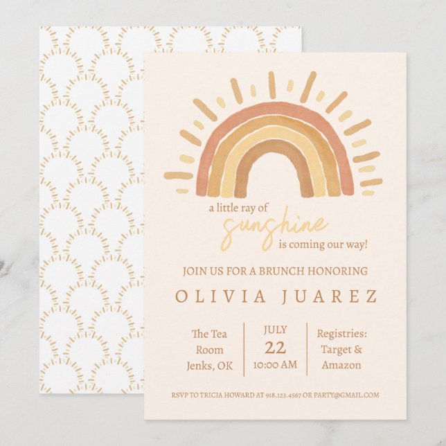 Little Ray of Sunshine Baby Shower Einladung (Vorne/Hinten)