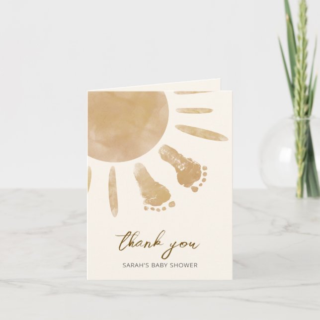 Little Ray of Sunshine Boho Baby Shower Dankeskarte (Vorderseite)