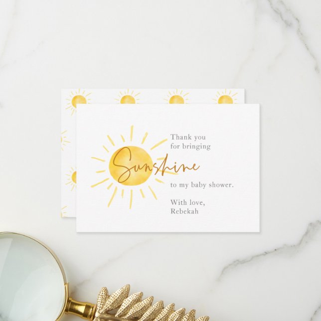 Little Ray of Sunshine Boho Baby Shower Dankeskarte (Vorderseite/Rückseite Beispiel)