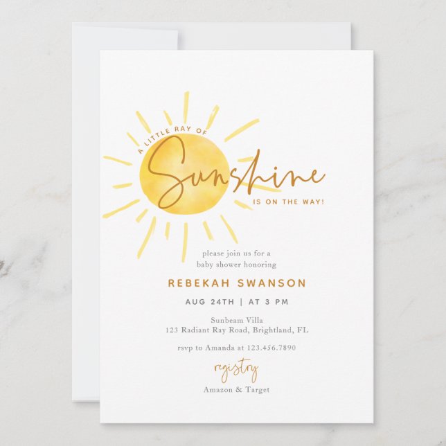 Little Ray of Sunshine Boho Baby Shower Einladung (Vorderseite)