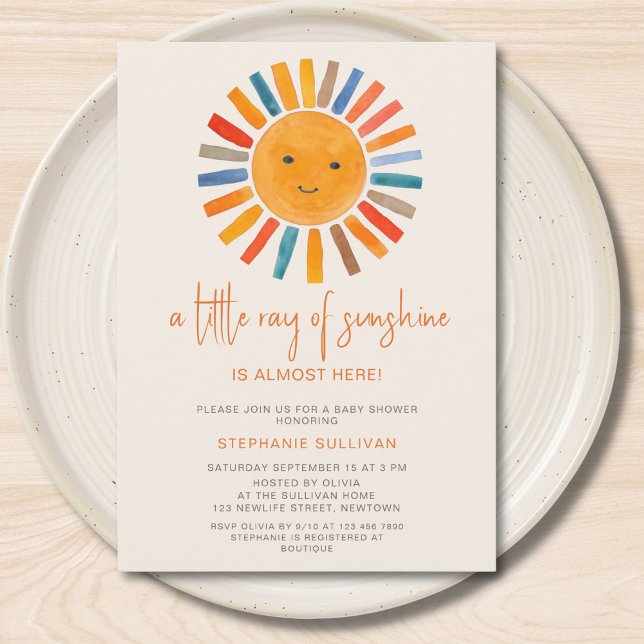 Little Ray of Sunshine Boho Baby Shower  Einladung (Von Creator hochgeladen)