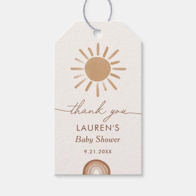 Little Ray of Sunshine Boho Baby Shower Geschenkanhänger (Vorderseite)