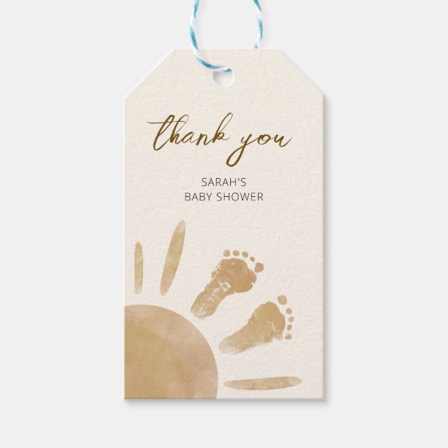 Little Ray of Sunshine Boho Baby Shower Geschenkanhänger (Vorderseite)