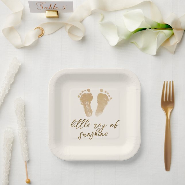 Little Ray of Sunshine Boho Baby Shower Pappteller (Hochzeit)