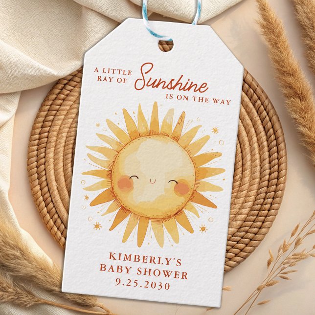 Little Ray of Sunshine Boho Cute Sun Baby Shower Geschenkanhänger (Von Creator hochgeladen)