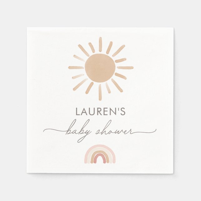 Little Ray of Sunshine Boho Girl Baby Shower Serviette (Vorderseite)