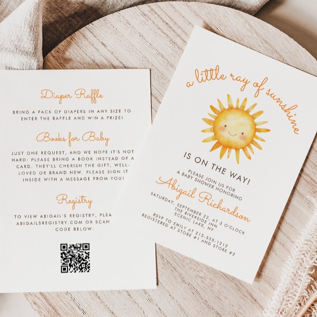 Little Ray of Sunshine QR Code Baby Shower Einladung (Von Creator hochgeladen)