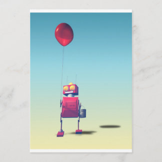 Little Red Birthday Robot 3 Einladung