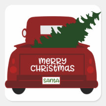 Little Red Christmas Tree Truck Stickers