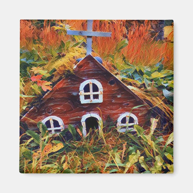 Little Red Fairy House Magnet (Vorne)
