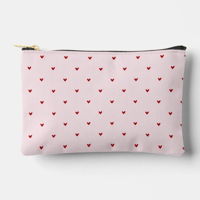 Little Red Hearts Cute Pink Valentines  Zubehörtasche (Vorderseite)