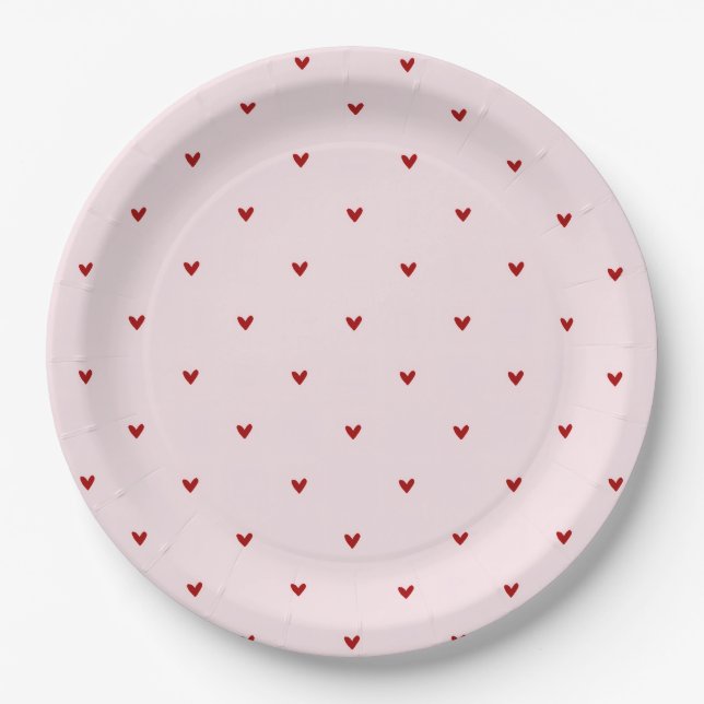 Little Red Hearts Pink Valentines Pappteller (Vorderseite)