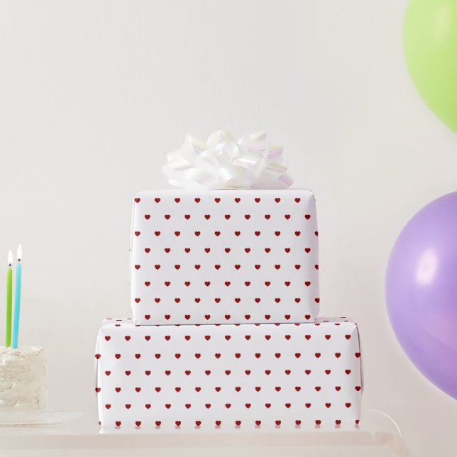 Little red Hearts white Red Geschenkpapier (Partygeschenke)