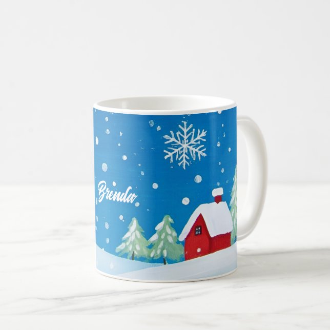 Little Red House in the Snow Kaffeetasse (VorderseiteRechts)