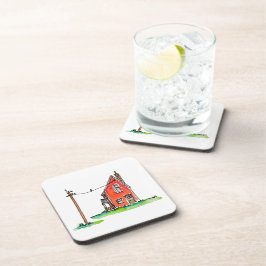 Little Red House with Power Line Getränkeuntersetzer