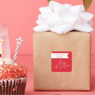 Little Red Ribbon Holiday-Geschenke Quadratischer Aufkleber