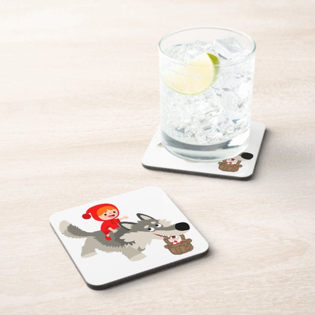 Little Red Riding Hood and The Wolf Coasters Set Untersetzer (Rechte Seite)