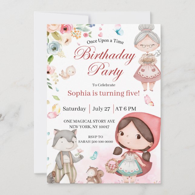 Little Red Riding Hood birthday invitation Einladung (Vorderseite)