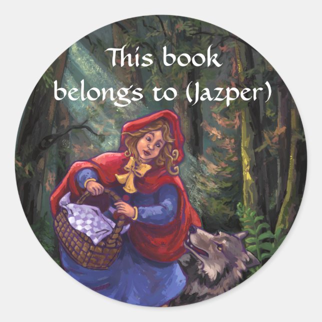Little Red Riding Hood Buchzeichen Runder Aufkleber (Vorderseite)