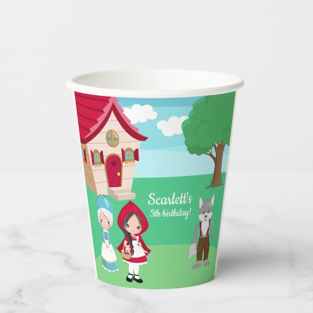 Little Red Riding Hood Fairytale Girls Geburtstag Pappbecher (Vorderseite)