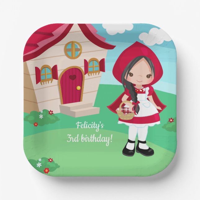 Little Red Riding Hood Fairytale Girls Geburtstag Pappteller (Vorderseite)