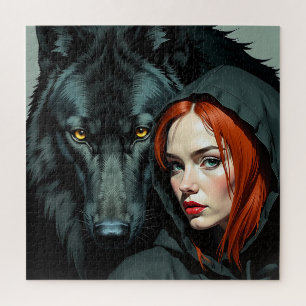 Little Red Riding Hood Redhead and the Black Wolf