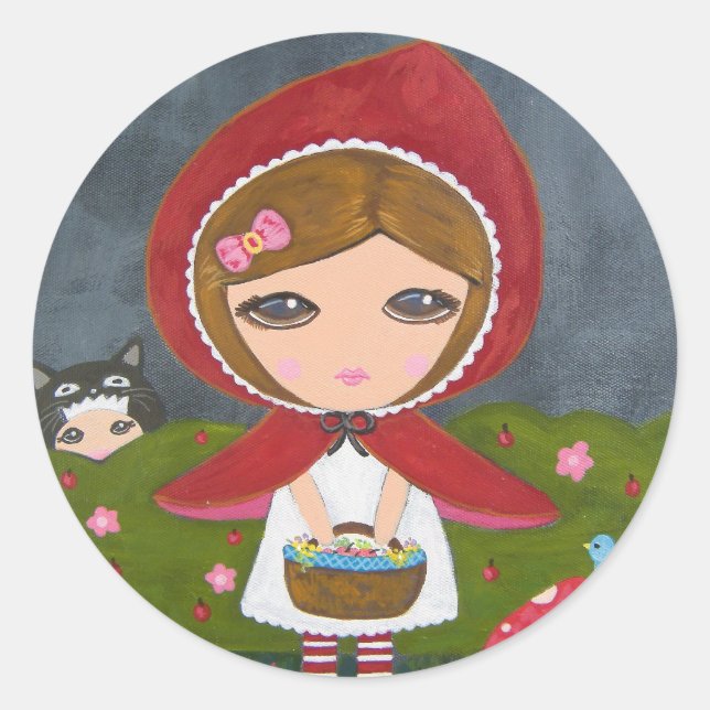 Little Red Riding Hood Runder Aufkleber (Vorderseite)
