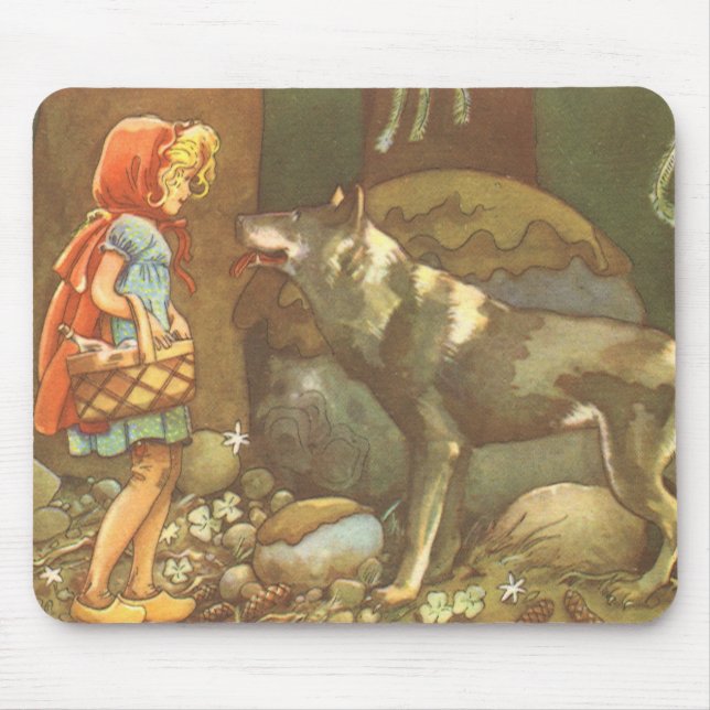 Little Red Riding Hood, Vintage Fairy Tale Mousepad (Vorne)